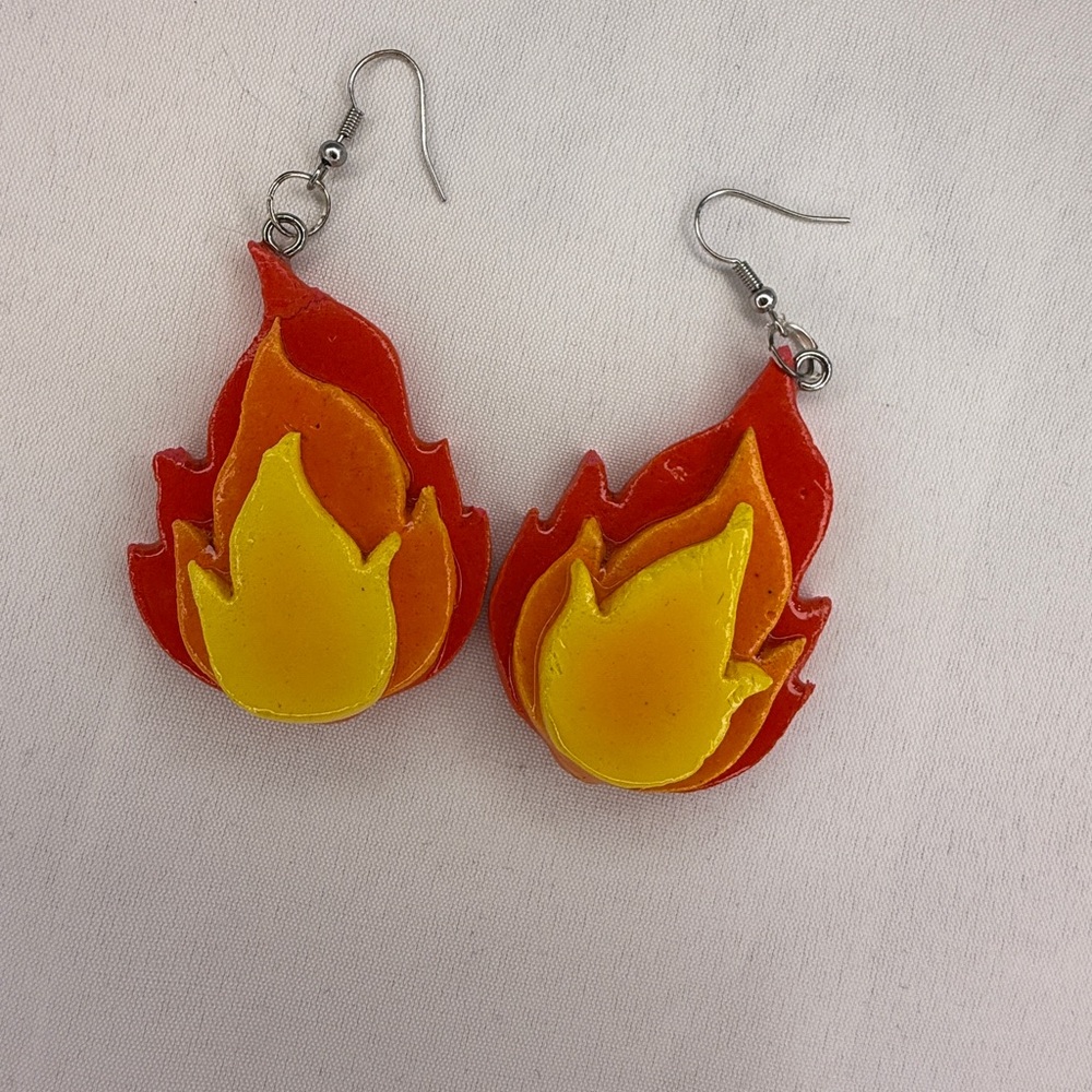 Red and Yellow Flame Earrings